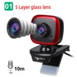 Cámara de PC Hxsj A849 480P Web HD Ajustable 360 Grados con Micrófono (Negro Rojo) - Imagen 3
