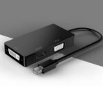 Convertidor Multifunción Basix D1 Mini Mini DisplayPort a HDMI, DVI y VGA 1080P con Cable de 15 cm (Negro) - Imagen 2