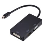 Convertidor Multifunción Rectangular Mini DisplayPort a HDMI DVI VGA Cable 28 cm (Negro)
