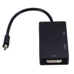 Convertidor Multifunción Rectangular Mini DisplayPort a HDMI DVI VGA Cable 28 cm (Negro) - Imagen 2