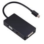 Convertidor Multifunción Rectangular Mini DisplayPort a HDMI DVI VGA Cable 28 cm (Negro) - Imagen 4