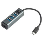USB-C / Type-C a 4 puertos USB 3.0 HUB de aleación de aluminio con interruptor, USB-C / Type-C