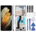 Pantalla Completa TFT con Marco para Samsung Galaxy S21 Ultra SM-G998B (Plateado)
