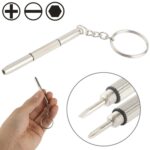 Mini Herramienta de Reparación Destornillador 3 En 1 con Llavero Reloj,, Cámara y Gafas (Ranurado, Phillips, Allen)