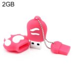 Disco Flash USB 2.0 Silicona Pata de Oso 2GB con Tapa Antipolvo (Ciruela Roja)