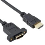 Cable Adaptador HDMI Tipo A Macho a HDMI Tipo A Hembra 30 cm con 2 Orificios para Tornillos