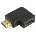 Adaptador HDMI Chapado en Oro 19 Pines Macho a 19 Pines Hembra con Ángulo de 90 Grados (Negro)