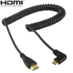 Cable Mini HDMI Macho a HDMI Macho Versión 1.4 Chapado en Oro en Espiral Soporte 3D y Ethernet Longitud 0,6 a 2 m