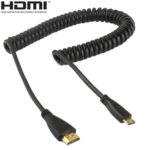 Cable espiral Mini HDMI macho a HDMI macho versión 1.4 chapado en oro compatible 3D y Ethernet longitud 60 cm extensible hasta 2 m - Imagen 2