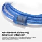 Cable USB 2.0 Am a Bm con 2 Núcleos, Longitud 1,8 m (Azul) - Imagen 3