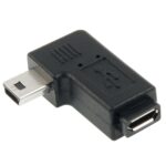 Adaptador Micro USB a Mini USB 90 Grados (Negro)