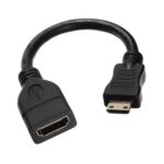 Cable Mini HDMI Macho a HDMI Hembra 19 Pines Chapado en Oro 16 cm (Negro)