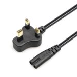 Cable de alimentación para computadora portátil pequeña de 2 clavijas del Reino Unido 1,2 m (Negro)