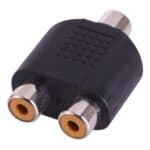 Adaptador RCA Hembra a 2 RCA Hembra (Negro) para Audio y Video