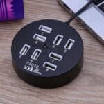 Hub redondo portátil USB 2.0 de 8 puertos de alta velocidad, longitud: 60 cmHub redondo circular USB 2.0 de 8 puertos Adaptador de expansión divisor multipuerto para computadora portátil, compatible con HDD móvil de 1 TB, Round Circular(White)...