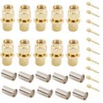 Adaptador de Conector RF Crimpado Macho SMA Chapado en Oro (10 Piezas) para Cable RG58 / RG142 / LMR195