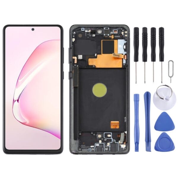Pantalla Completa Original Super AMOLED para Samsung Galaxy Note 10 Lite con Marco (Negro)
