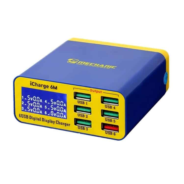 SPT0469.jpg Cargador USB Mecanic Icharge 6M QC 3.0 Smart Soporte Fastcharge con LCD (Blanco, UE) - Imagen 1