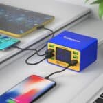 Mecánico Icharge 8M QC 3.0 Cargador USB Carga Rápida Inteligente con LCD Enchufe UE (Dorado)