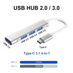Hub USB 3.0 Enkay Hat-Prince Enk-At114 4 Puertos Splitter Multi-Ports Expansion Adapter Tipo-C - Imagen 2