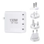 Cargador Multipuerto Gan 130W 4 Puertos USB-C PD65W/PD30W Tipo C para Serie de Portátiles Enchufe UE/Reino Unido/AU/EE.UU.