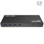 Estación de Acoplamiento Wavlink Ug69Dk1 5K Tipo C con Pantalla Dual USB 3.0 Vídeo Gigabit Ethernet HDMI (Enchufe de la UE)