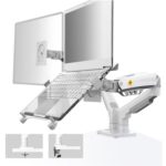 NORTH BAYOU F160-FP Tray Dual Arm Bracket Monitor Desk Mount Adjustable Laptop Holder, F160-FP