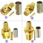 Conector Macho SMA Engarzado para RG58, LMR195, RG142, RG400 - Pack 10 Uds. - Imagen 2