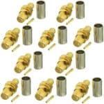 Conector Hembra SMA Engarzado para RG58 LMR195 RG142 RG400 10 Uds.