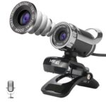 Cámara USB Hxsj A859 480P para Curso de Redes con Micrófono de Absorción de Sonido Incorporado (Plata)