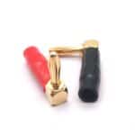 Conector Banana 4mm (2 Uds.) en L 90 Grados Goma Suave Cableado Altavoz Cabeza Banana (Rojo + Negro)