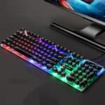 Teclado USB Limeide Gtx300 104 Llaves Retro Llave Redonda Cap con Cable 1.4M (Negro Punk Único)