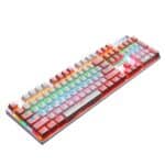 104 Llaves Teclado Mecánico Verde Eje RGB Luminoso USB Cable 1.5M Doble Imposición (Blanco Rosa)