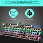 104 Llaves Teclado Mecánico Verde Eje RGB Luminoso USB Cable 1.5M Doble Imposición (Blanco Rosa) - Imagen 3