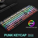 104 Llaves Teclado Mecánico Verde Eje RGB Luminoso USB Cable 1.5M Doble Imposición (Blanco Rosa) - Imagen 4