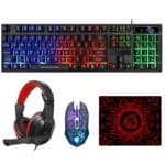Teclado Luminoso LD-126 4 en 1 con Mouse, Auricular y Pad Mouse