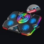 CoolCold Five Fans 2 puertos USB Laptop Cooler Gaming Notebook Cool Stand, Versión:, Touch Symphony Blue, Touch Symphony Red, Dial Adjust Basic Blue - Imagen 2
