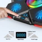 CoolCold Five Fans 2 puertos USB Laptop Cooler Gaming Notebook Cool Stand, Versión:, Touch Symphony Blue, Touch Symphony Red, Dial Adjust Basic Blue - Imagen 3