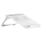 D33 Soporte de refrigeración para portátil con 2 ventiladores Soporte plegable portátil para tableta elevable, Blanco, Negro - Imagen 2