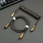 Cable de Resorte para Teclado Mecánico con Conector Aéreo Chapado en Oro (Negro)