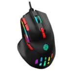 Ratón Mecánico con Cable K-Snake Q15 de 9 Teclas con Efecto de Luz RGB y Cable de 1,5 m (Negro)
