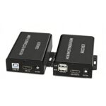 Extensor KVM HDMI 60M Bw-Hke60A con USB, Soporte PoE y Fuente de Alimentación de Extremo Único (Negro) con Enchufe EE.UU.