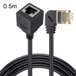 Cable de Extensión de Red Right Bend Cat 8 0.5M 10G RJ45 Macho a Hembra (Negro)