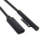 Cable de Carga Tipo-C USB-C para Microsoft Surface Pro 5/6, 30 cm (Negro)