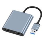 Convertidor USB 3.0 a Doble HDMI 4K Extensor de Misma Pantalla (Gris)