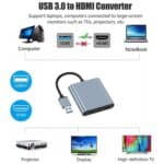 Convertidor USB 3.0 a Doble HDMI 4K Extensor de Misma Pantalla (Gris) - Imagen 3