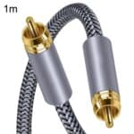 Cable de Audio Digital Hifi Coaxial RCA Cobre Puro 1 Metro Cable de Altavoz Subwoofer SPDIF (Gris Plateado)