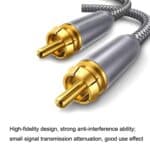 Cable de Audio Digital Hifi Coaxial RCA de Cobre Puro 15 m para Altavoz Subwoofer SPDIF (Gris Plateado) - Imagen 2
