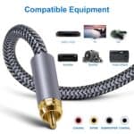 Cable de Audio Digital Hifi Coaxial RCA de Cobre Puro 15 m para Altavoz Subwoofer SPDIF (Gris Plateado) - Imagen 3