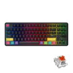 Teclado Mecánico Ajazz K870T 87-Key Hot Swap Bluetooth y Con Cable Modo Dual RGB Retroiluminación Eje Rojo (Negro)